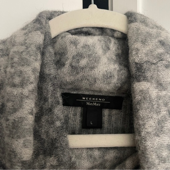 MaxMara Weekend Wool Sweater Dress Gray Leopard Turtleneck - Picture 2 of 4